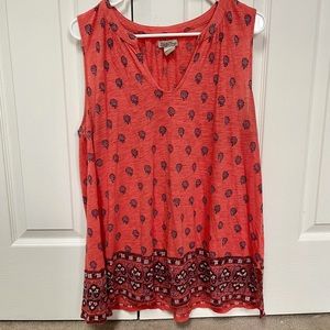 Sleeveless Top Boho Patterned Size 1X